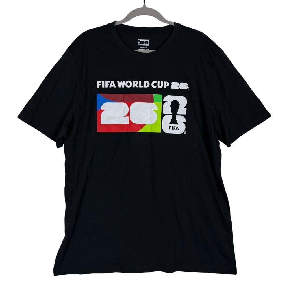 FIFA World Cup 26 Shirt Mens XL Black Soccer Official Host Cities Tee Top